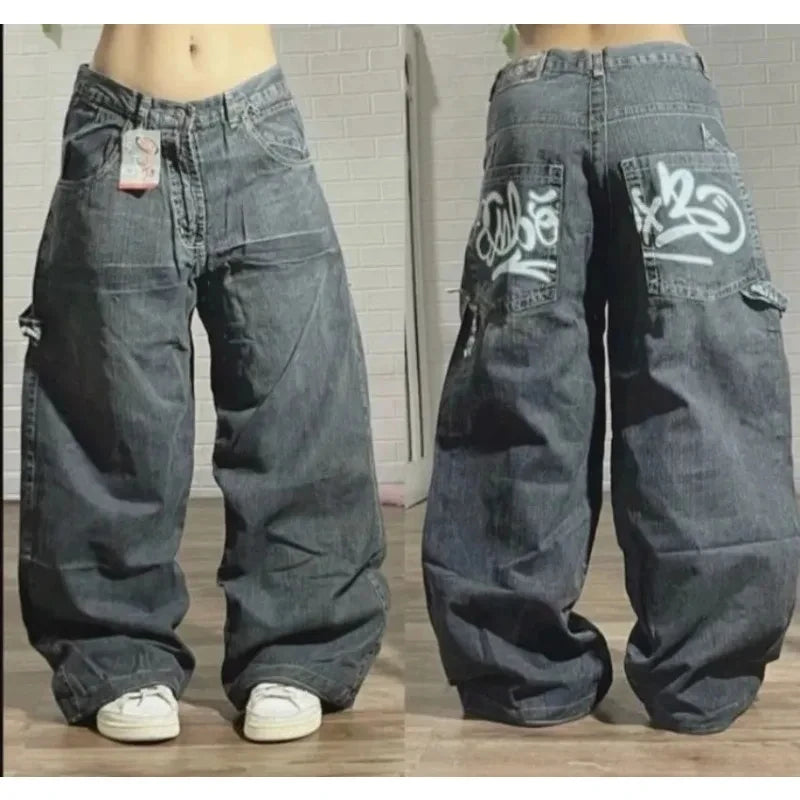 Y2K Oversized Print Baggy Jeans