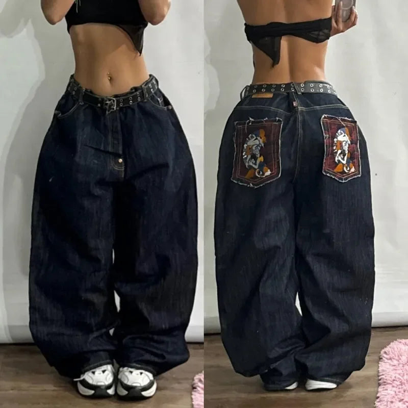 Y2K Oversized Print Baggy Jeans